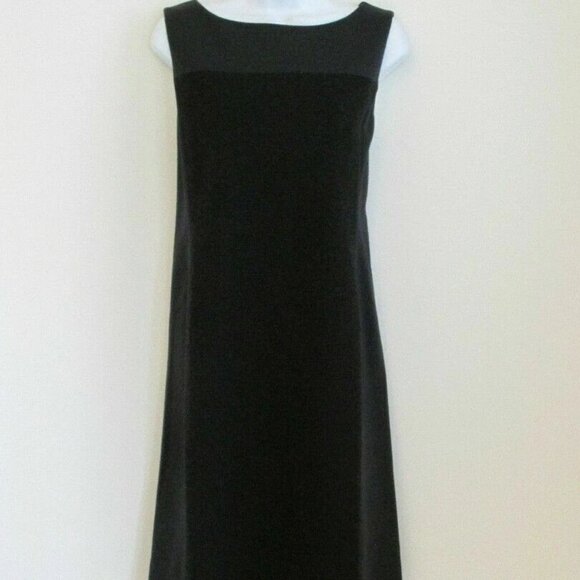 NWT EILEEN FISHER Charcoal Stretch Color Block Scoop Neck Sleeveless Dress 12 14 - Picture 1 of 7